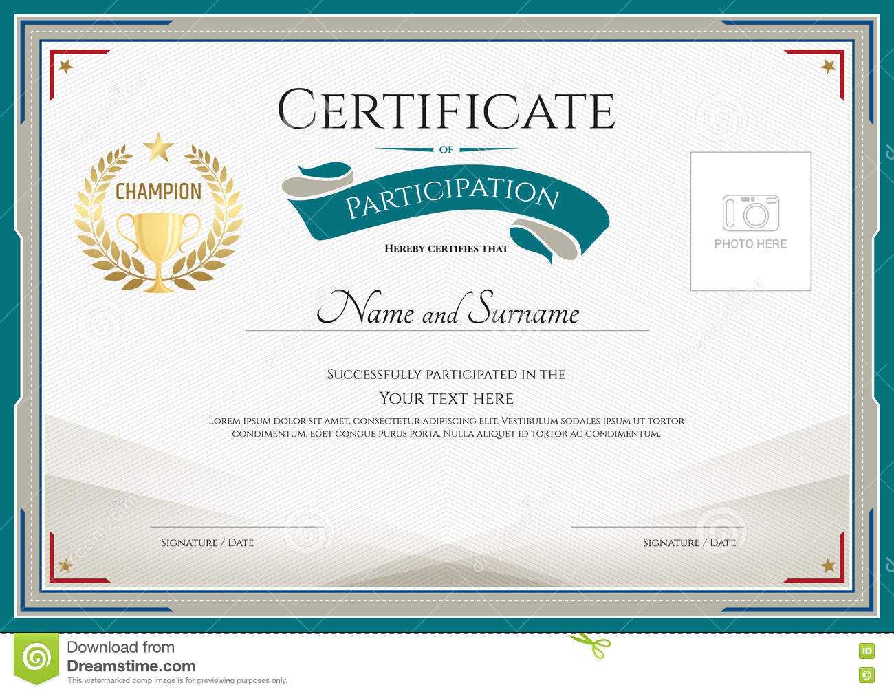 Certificate Of Participation Template With Green Broder With Certificate Of Participation Template Word