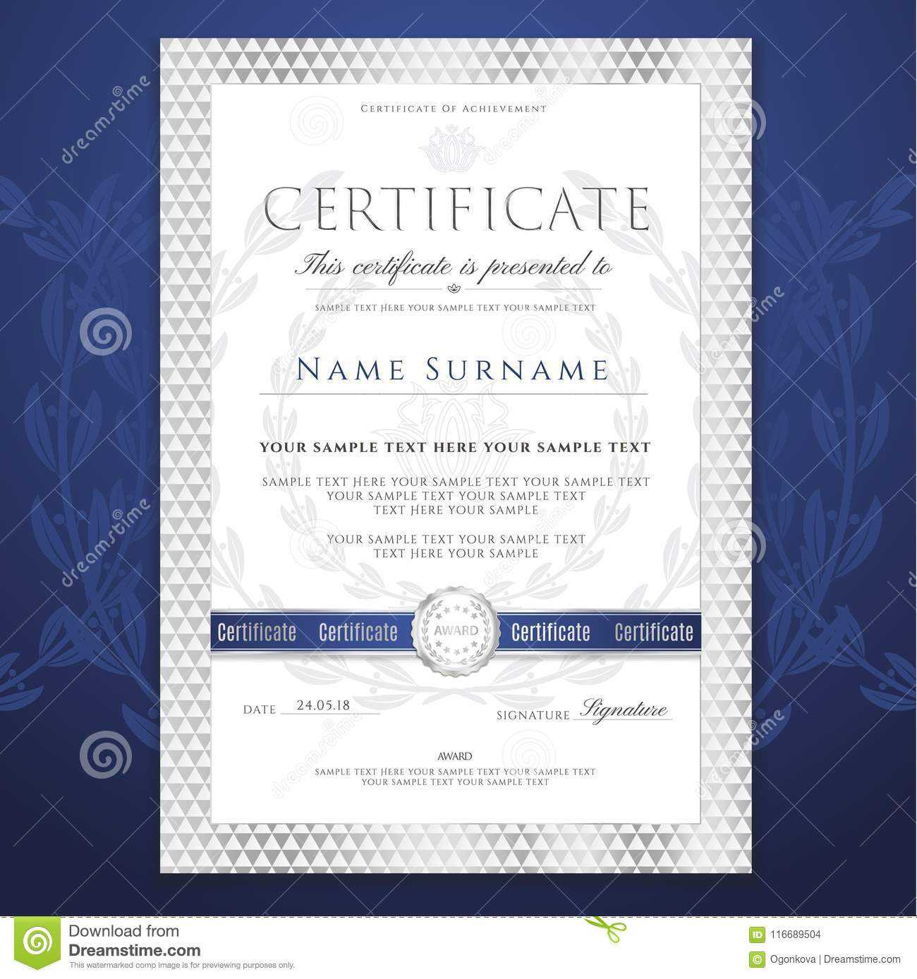 Certificate Template. Printable / Editable Design For Throughout Blank Certificate Of Achievement Template