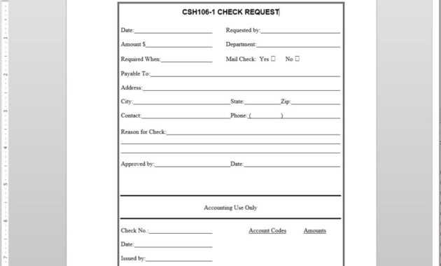 Check Request Template | Csh106-1 for Check Request Template Word