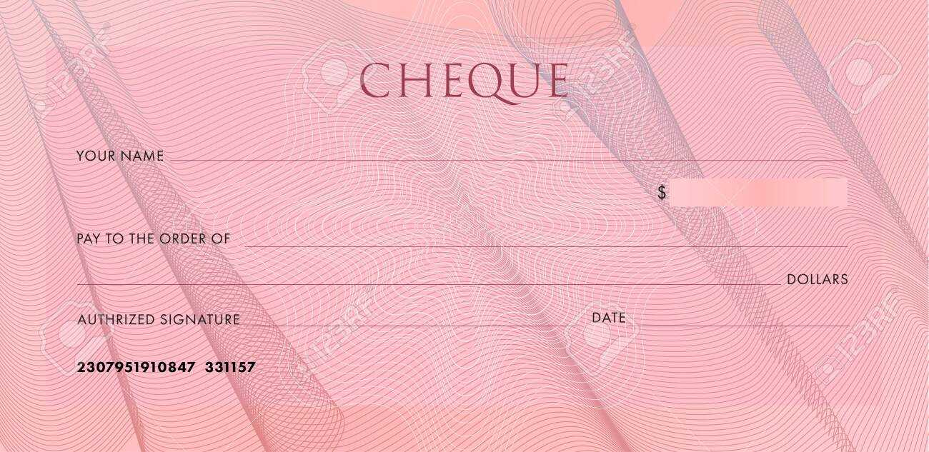 Check Template, Chequebook Template. Blank Pink Business Bank.. For Blank Business Check Template