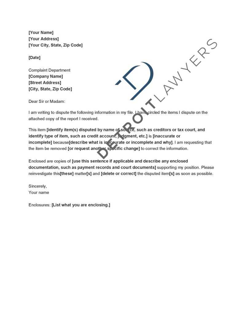 Check The Accuracy Of Your Credit Reports – Detroit Lawyers Throughout Credit Report Dispute Letter Template