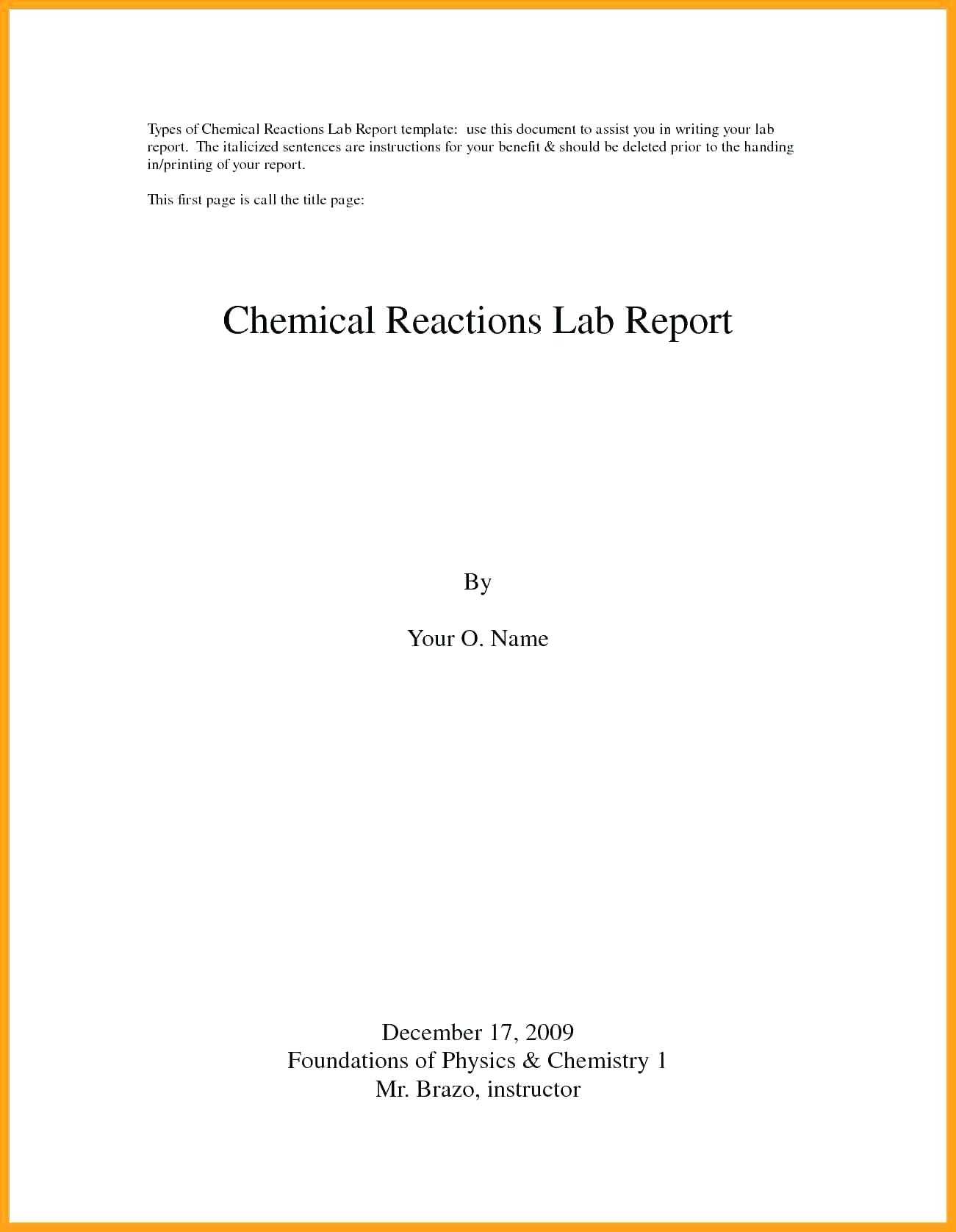Chemistry Lab Report Template Word – Heartwork Intended For Lab Report Template Word
