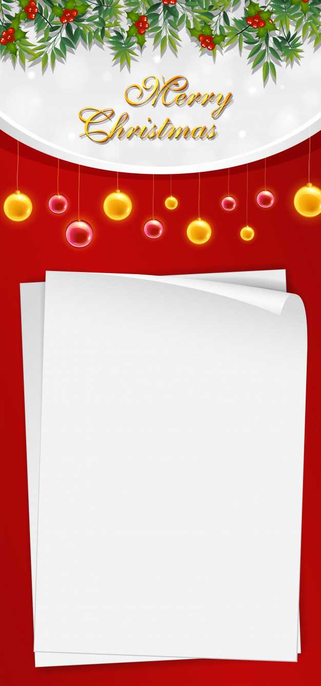 Christmas Card Template With Blank Paper And Mistletoes Within Blank Christmas Card Templates Free