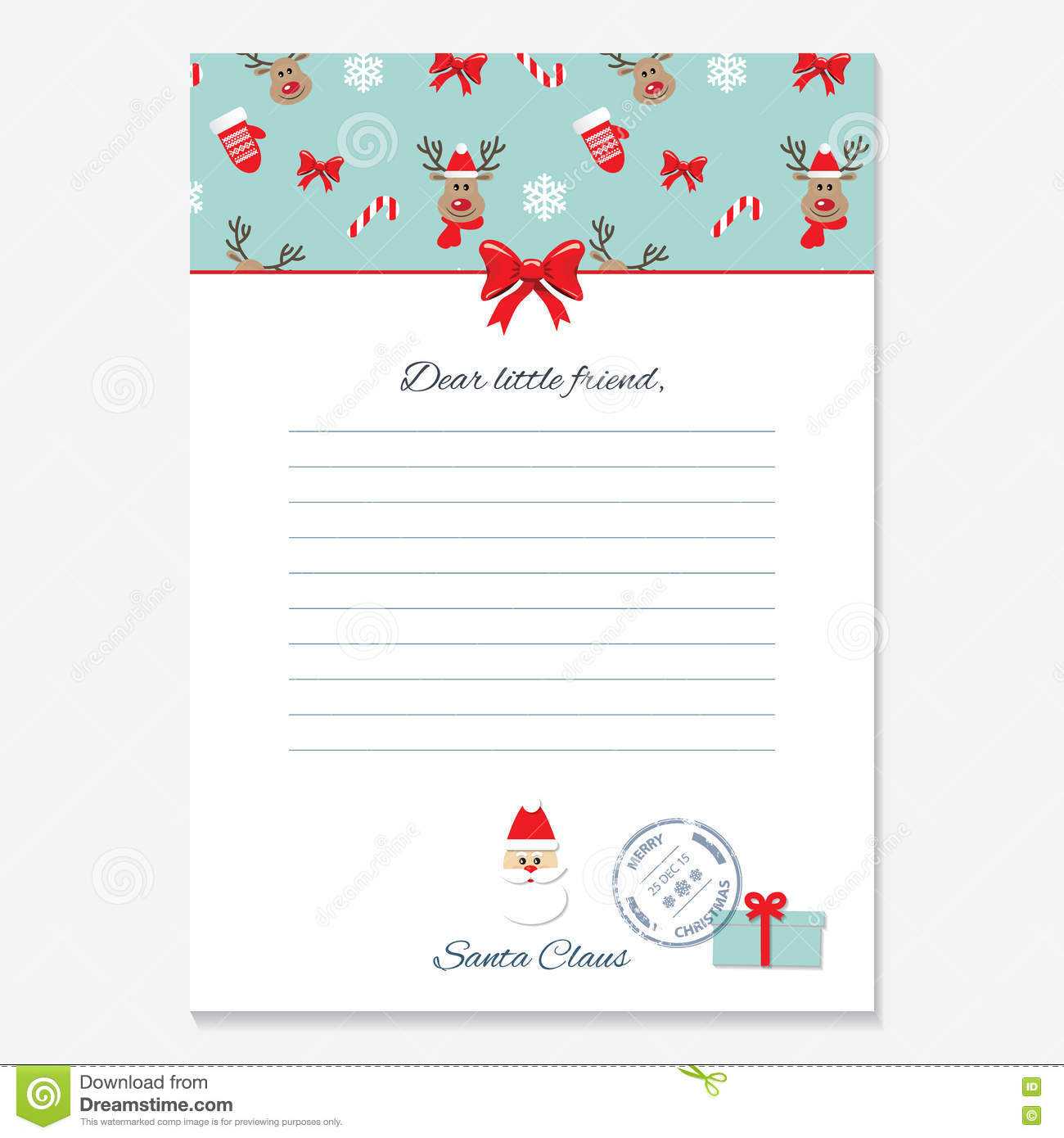 Christmas Letter From Santa Claus Template. Stock Pertaining To Blank Letter From Santa Template