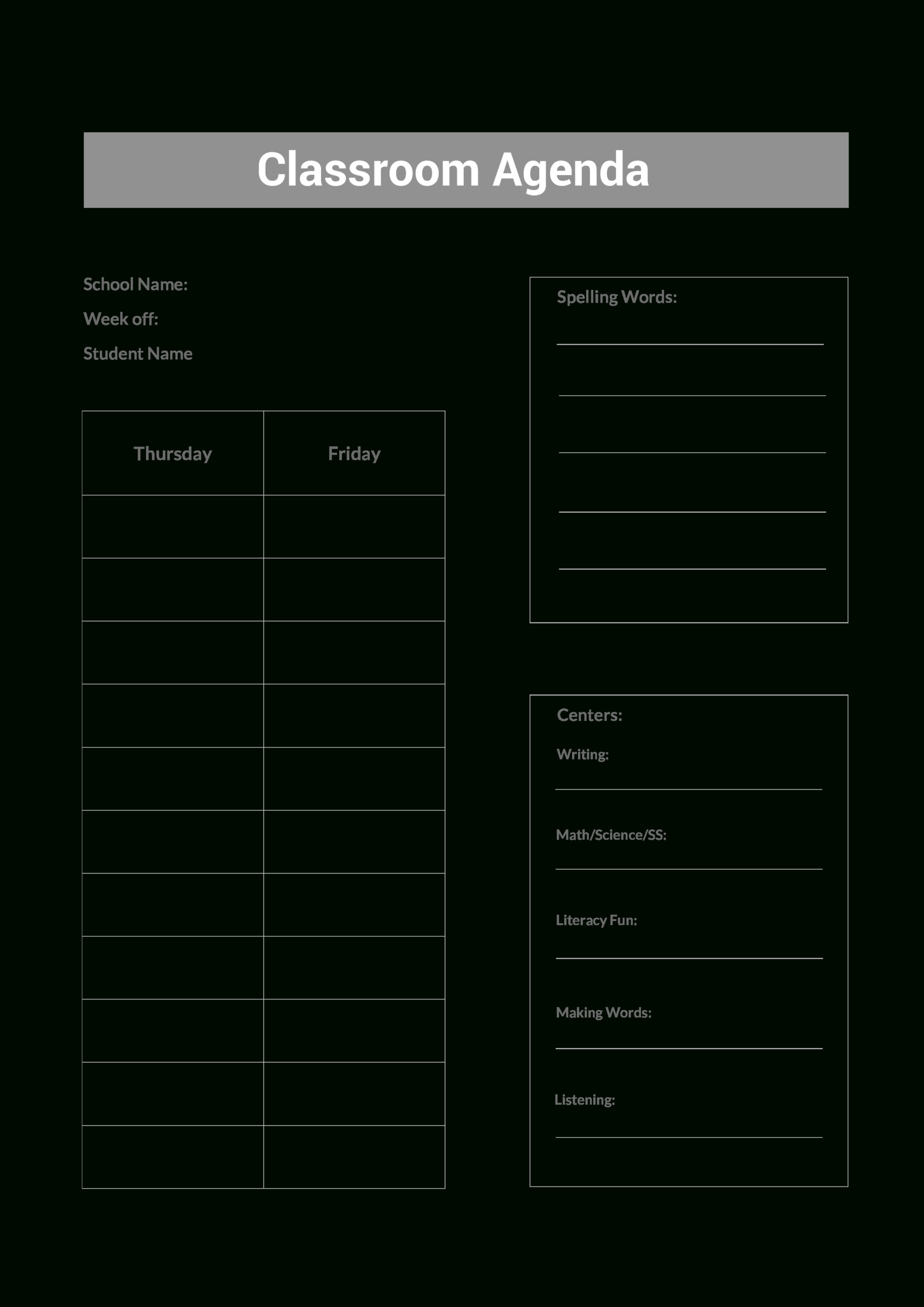 Class Room Agenda | Templates At Allbusinesstemplates With Making Words Template