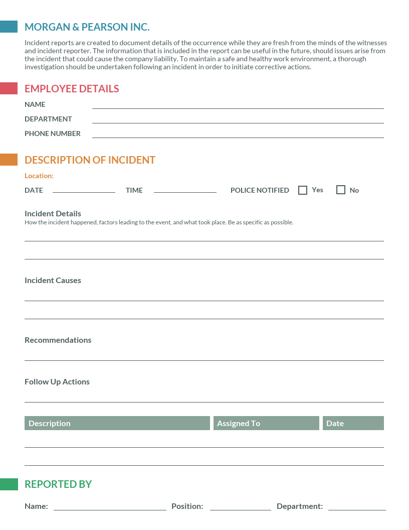 Clean Incident Report Template Throughout Serious Incident Report Template