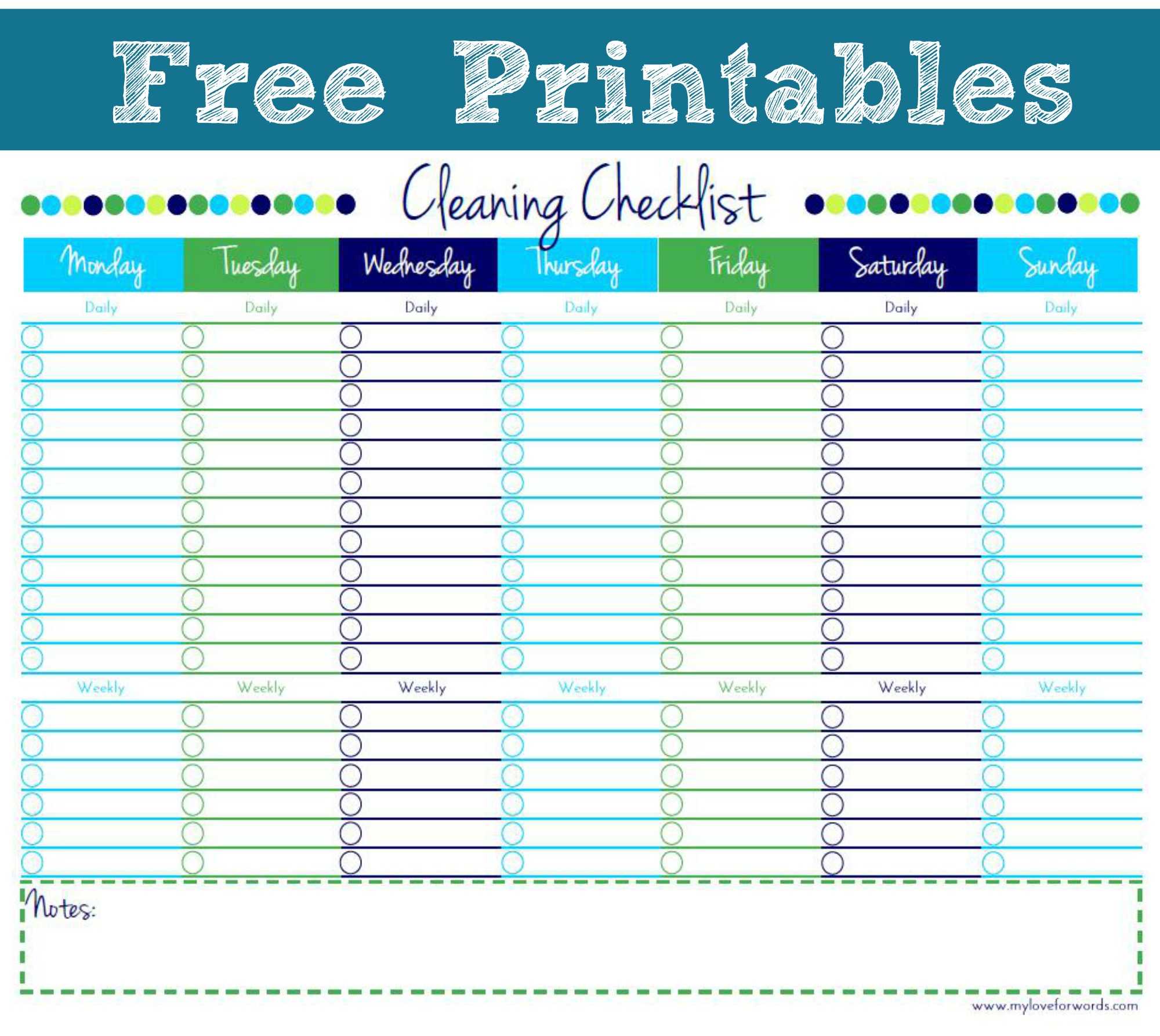 Cleaning List Template Free – Calep.midnightpig.co With Blank Cleaning Schedule Template