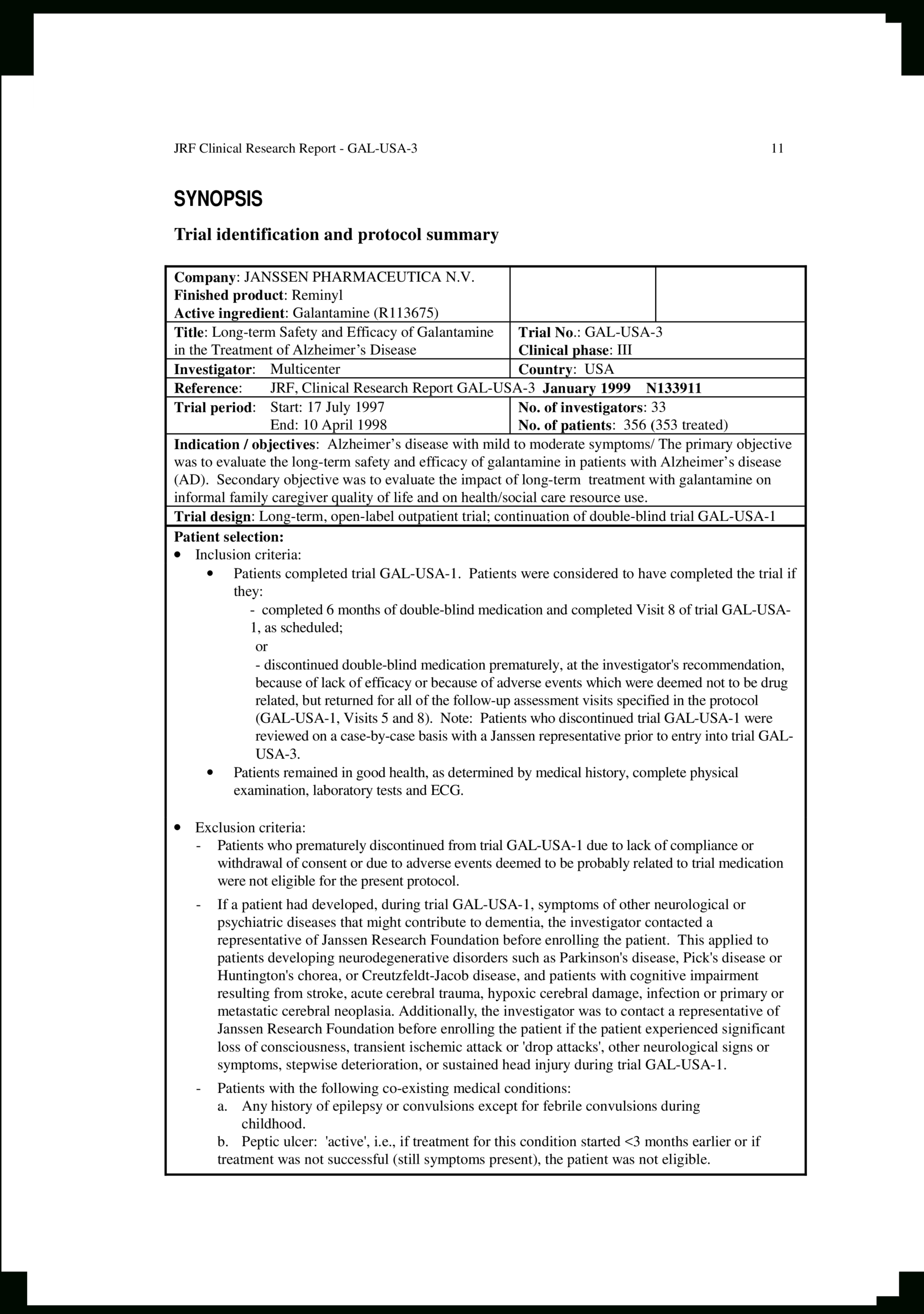 Clinical Research Report Synopsis | Templates At Regarding Clinical Trial Report Template