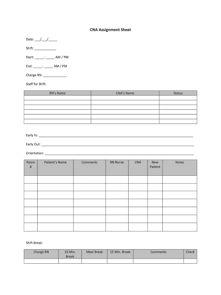 Cna Assignment Sheet Templates – Fill Online, Printable For Nurse Report Sheet Templates