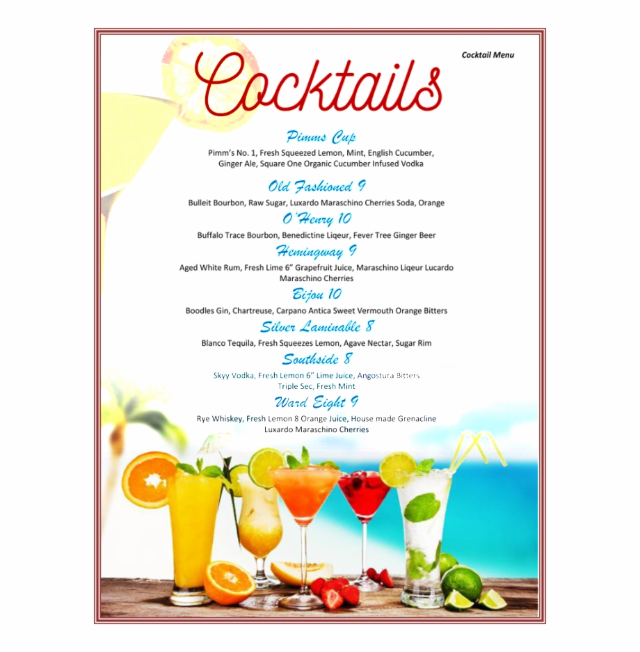 Cocktail Drinks Menu Template Free 239534 - Cocktail Menu Regarding Cocktail Menu Template Word Free