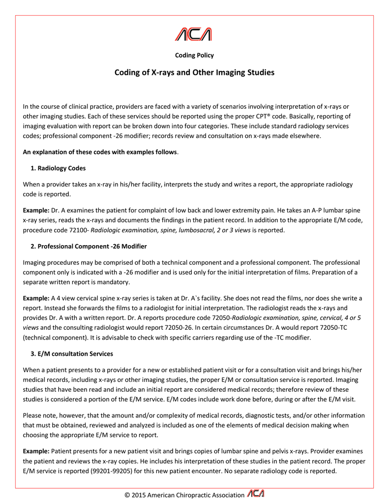 Coding Of X Rays And Other Imaging Studies For Chiropractic X Ray Report Template