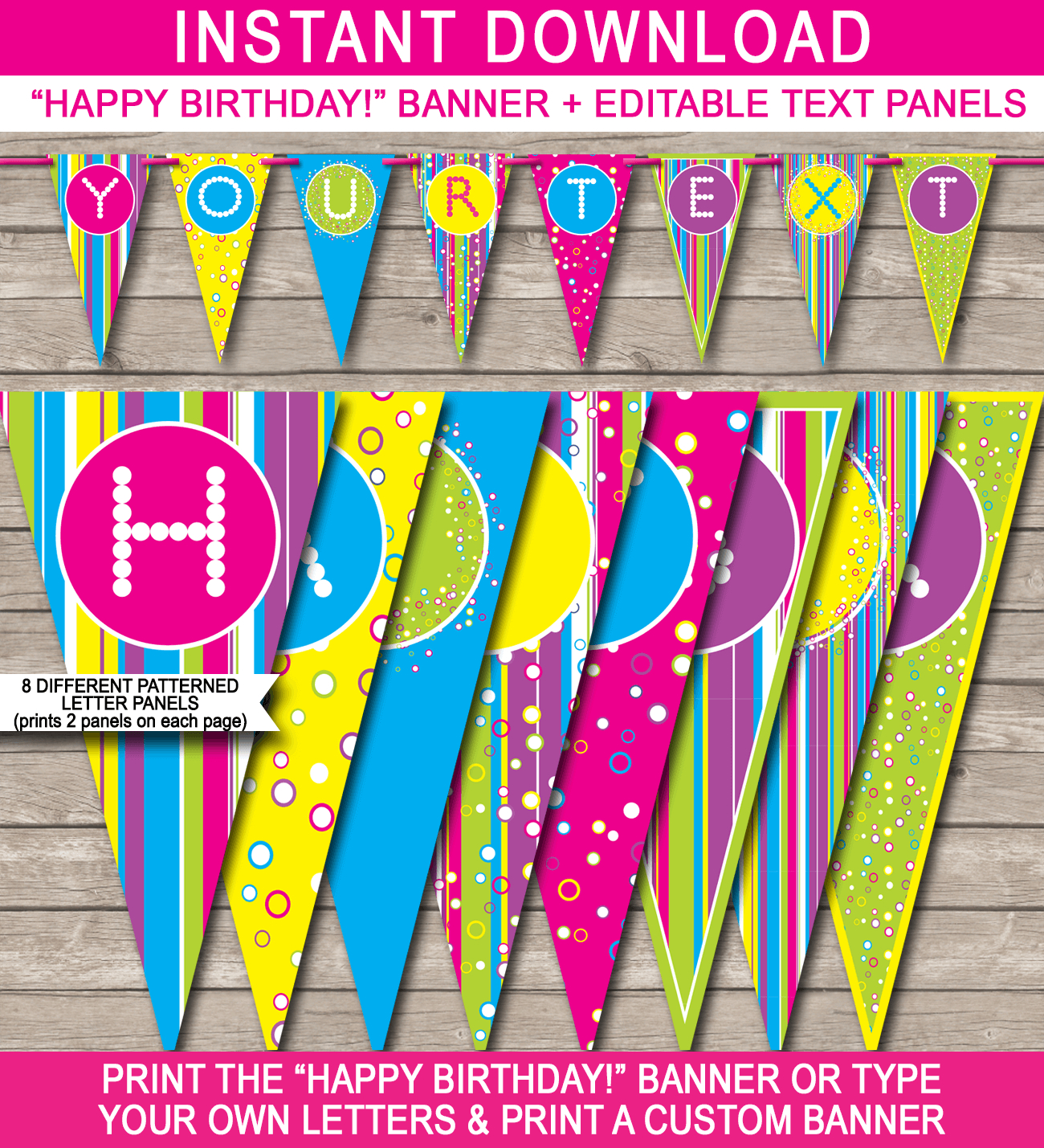 Colorful Banner Template With Regard To Diy Birthday Banner Template