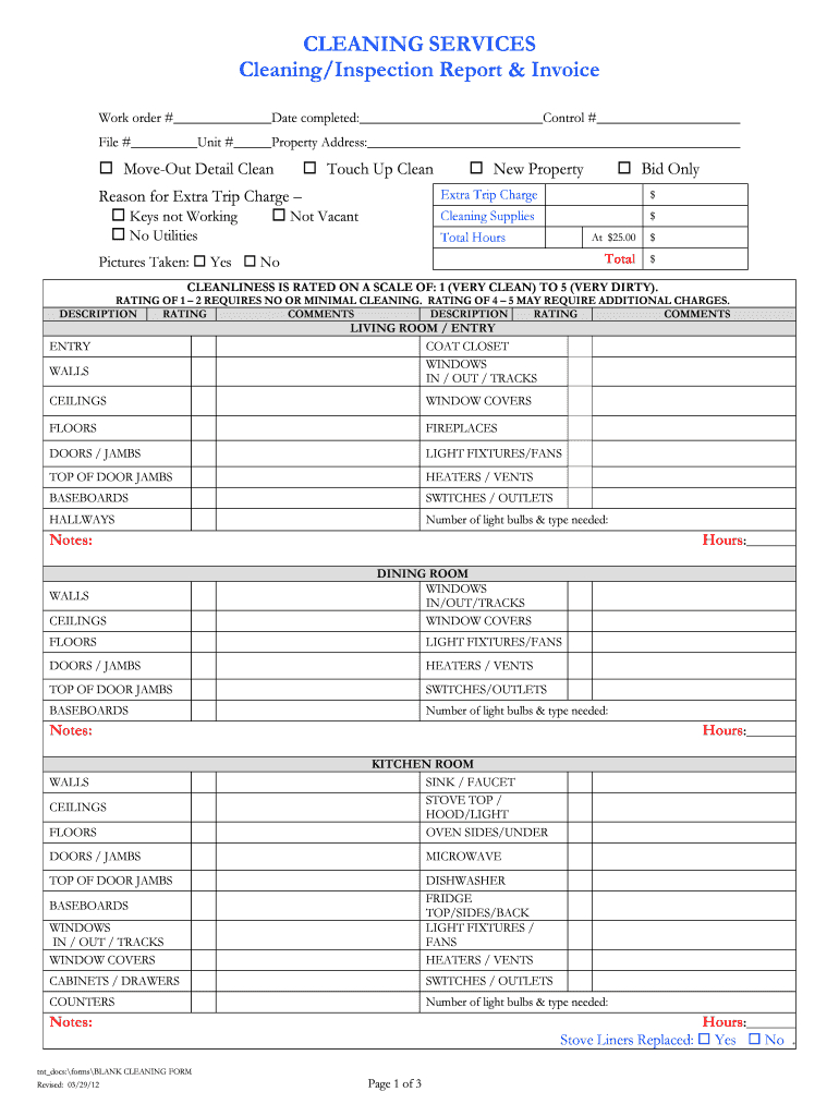 Commercial Cleaning Template – Fill Online, Printable With Regard To Cleaning Report Template