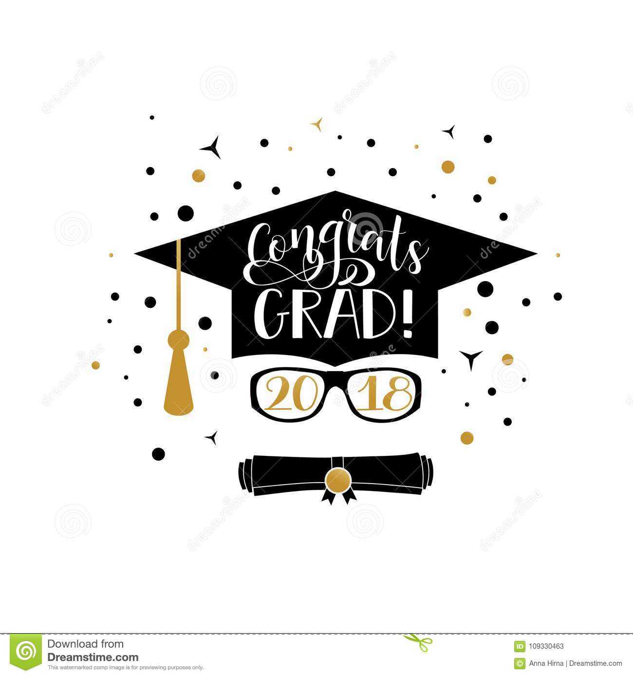 Congrats Grad 2018 Lettering. Congratulations Graduate With Graduation Banner Template