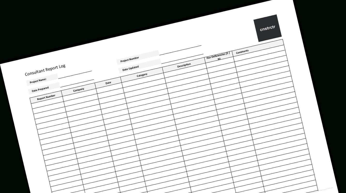 Construction Deficiency Log And Punch List Template Throughout Construction Deficiency Report Template