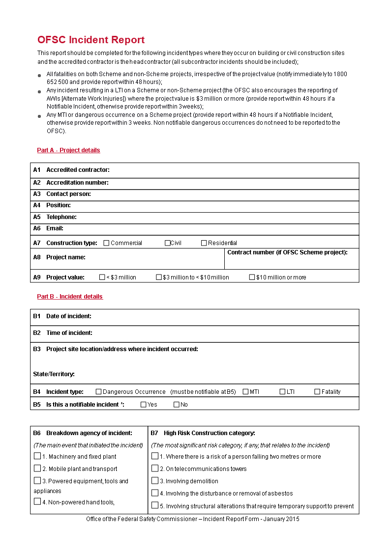 Construction Incident Report Form | Templates At Regarding Construction Accident Report Template
