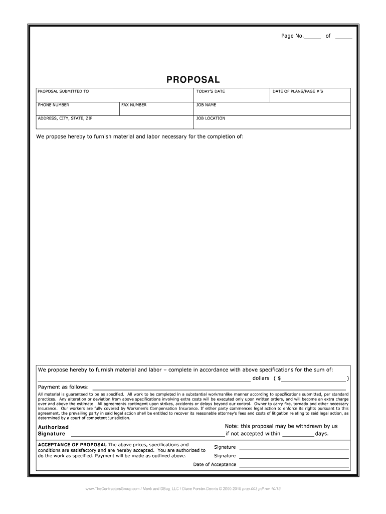 Contractor Proposal Template – Fill Online, Printable Inside Work Estimate Template Word