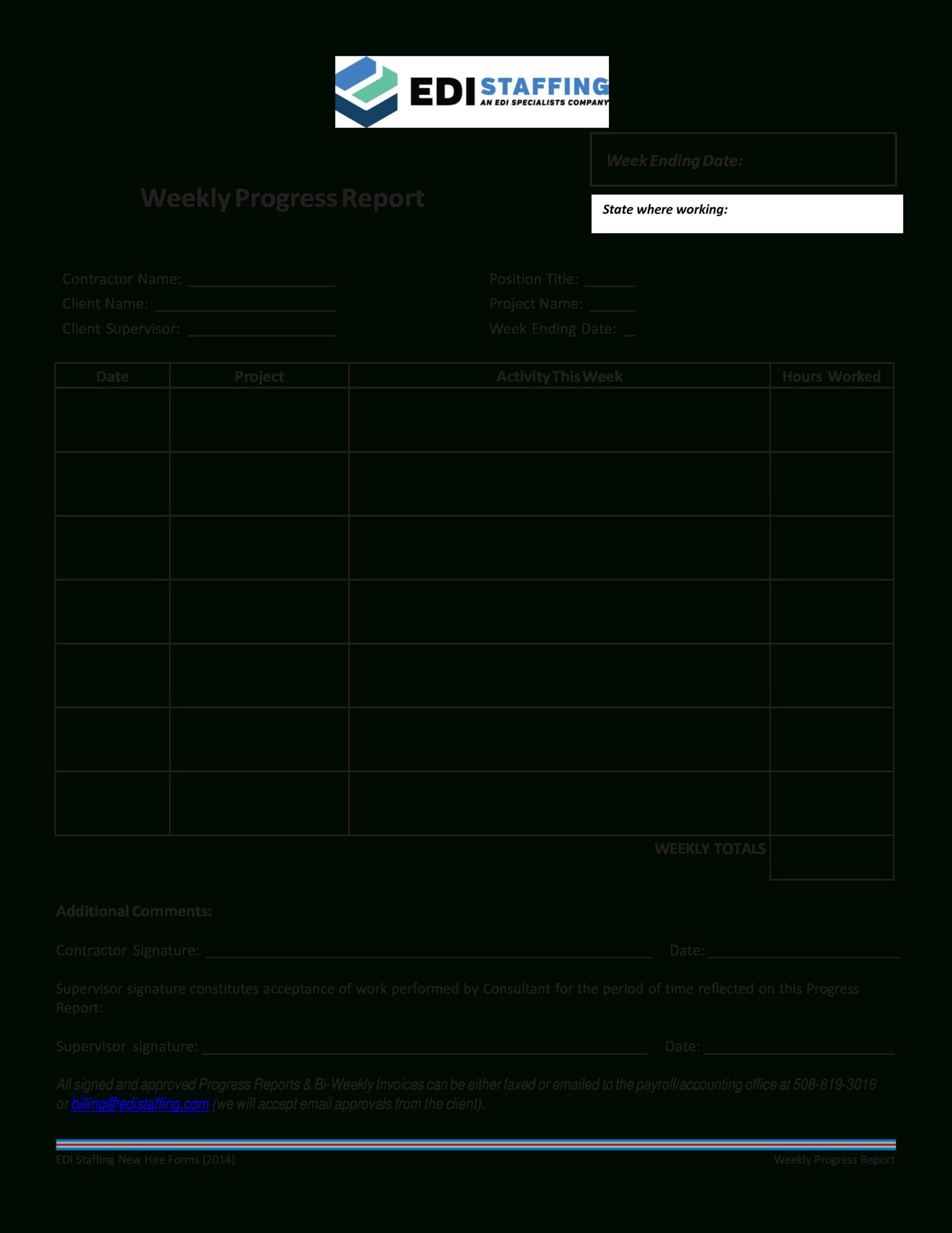 Contractor Weekly Progress Report | Templates At For Site Progress Report Template