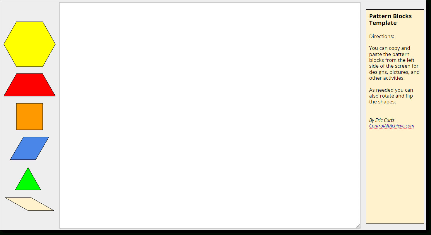 Control Alt Achieve: Pattern Block Templates And Activities In Blank Pattern Block Templates
