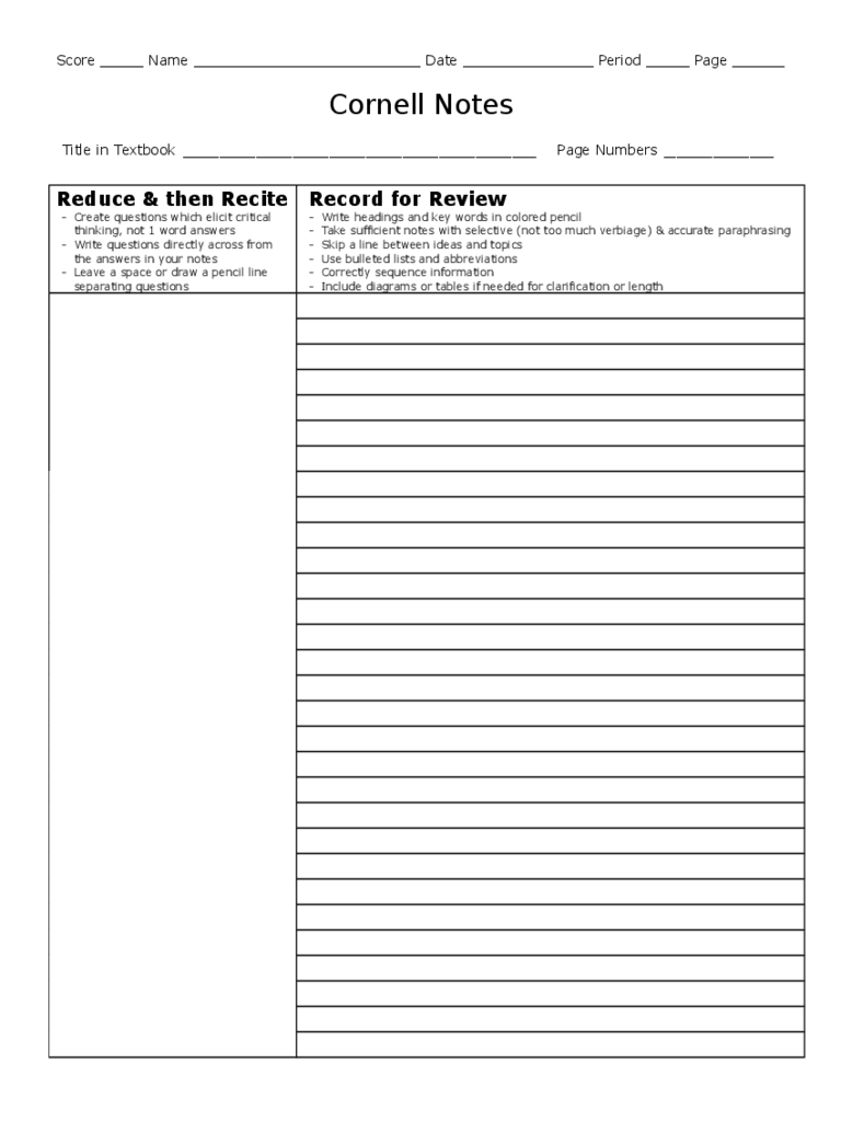 Cornell Notes Template – 8 Free Templates In Pdf, Word Intended For Cornell Note Template Word