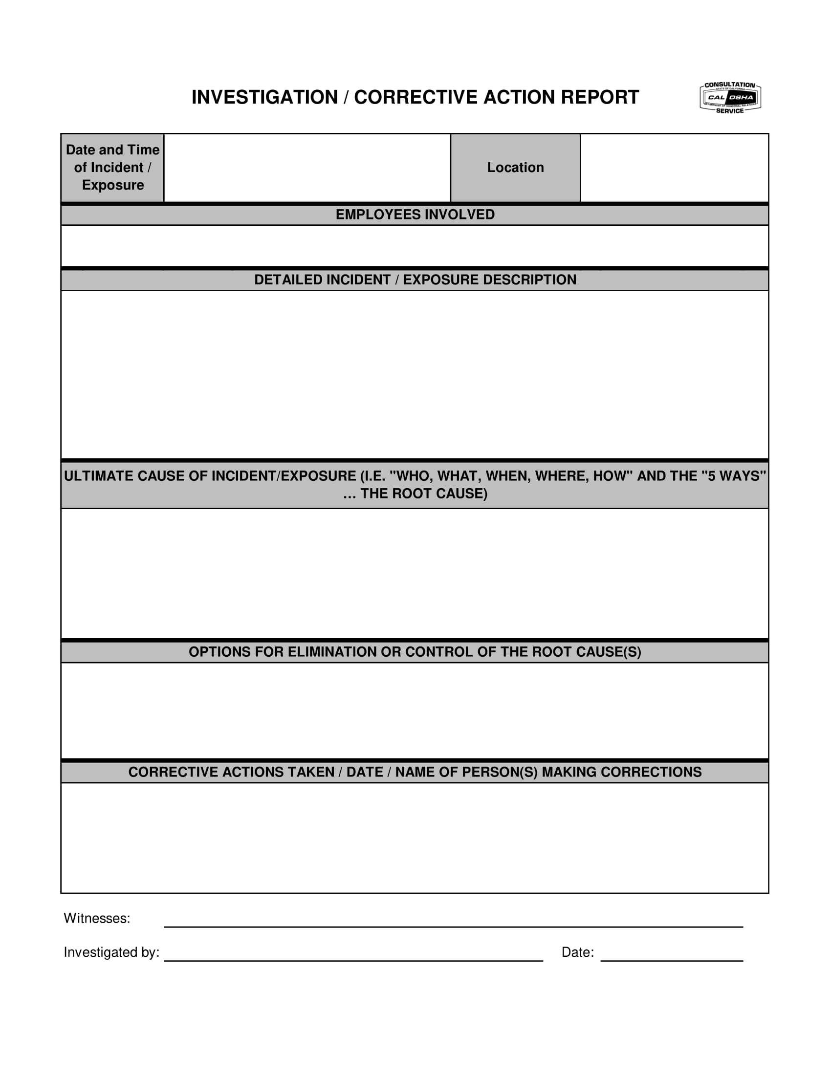 Corrective Action Report Examples – Dalep.midnightpig.co Intended For Corrective Action Report Template