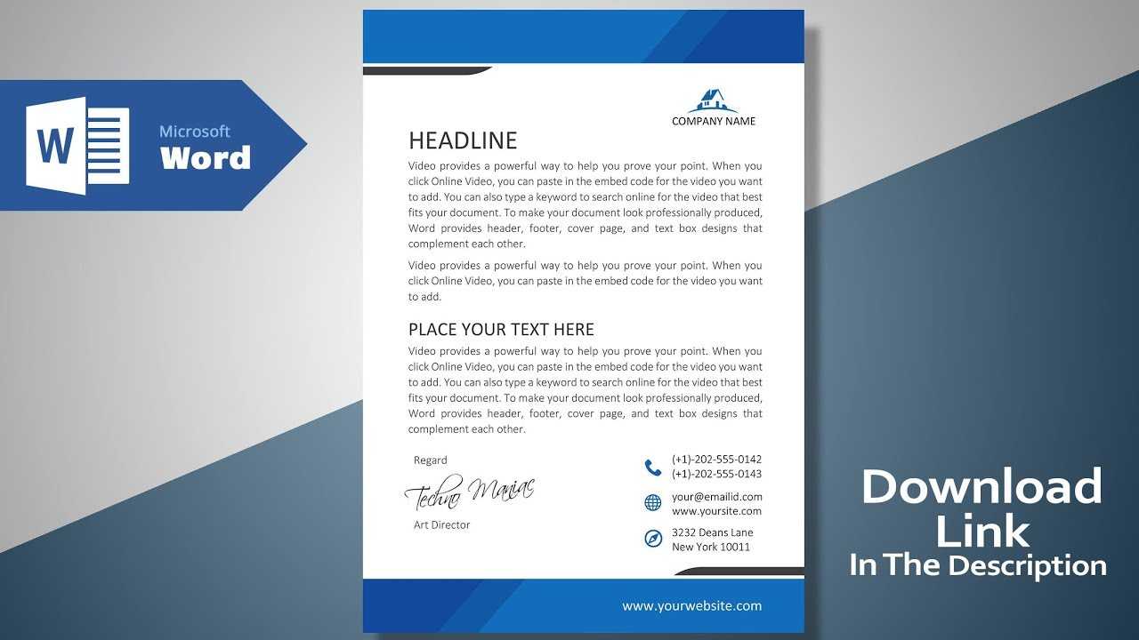 Create A Modern Professional Letterhead | Free Template | Ms Word  Letterhead Tutorial Version 2.0 Throughout Headed Letter Template Word