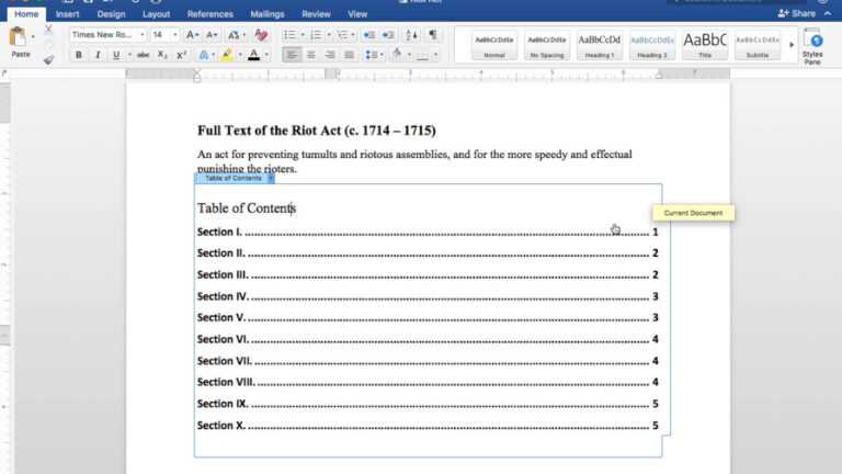 table of contents template microsoft word 2007