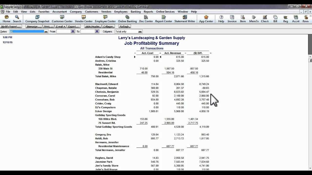 Creating Job Cost Reports In Quickbooks In Quick Book Reports Templates