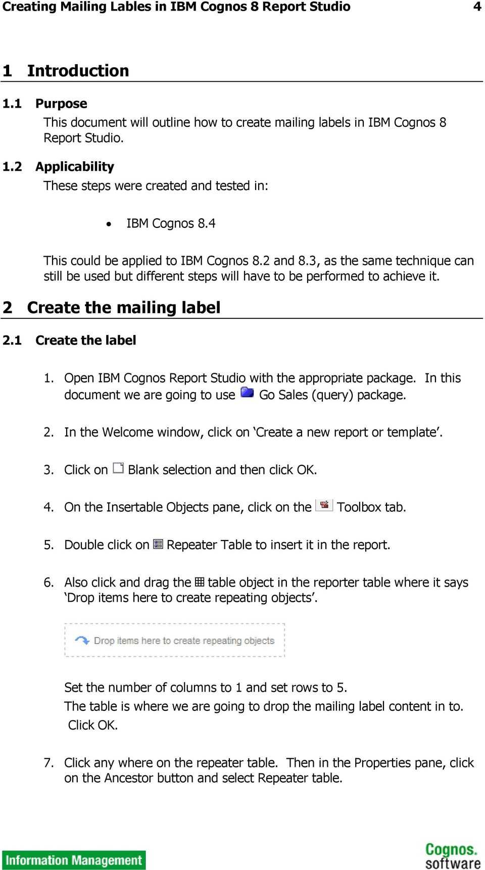 Creating Mailing Lables In Ibm Cognos 8 Report Studio – Pdf With Cognos Report Design Document Template