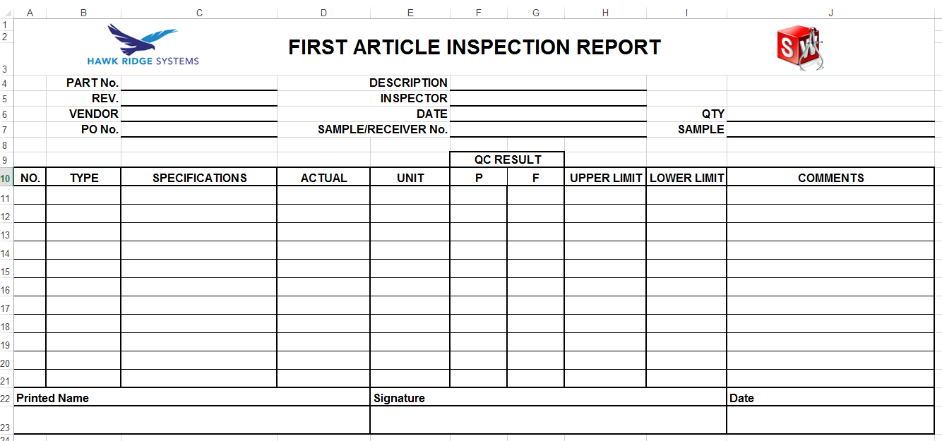 Creating Solidworks Custom Report Templates For Part Inspection Report Template