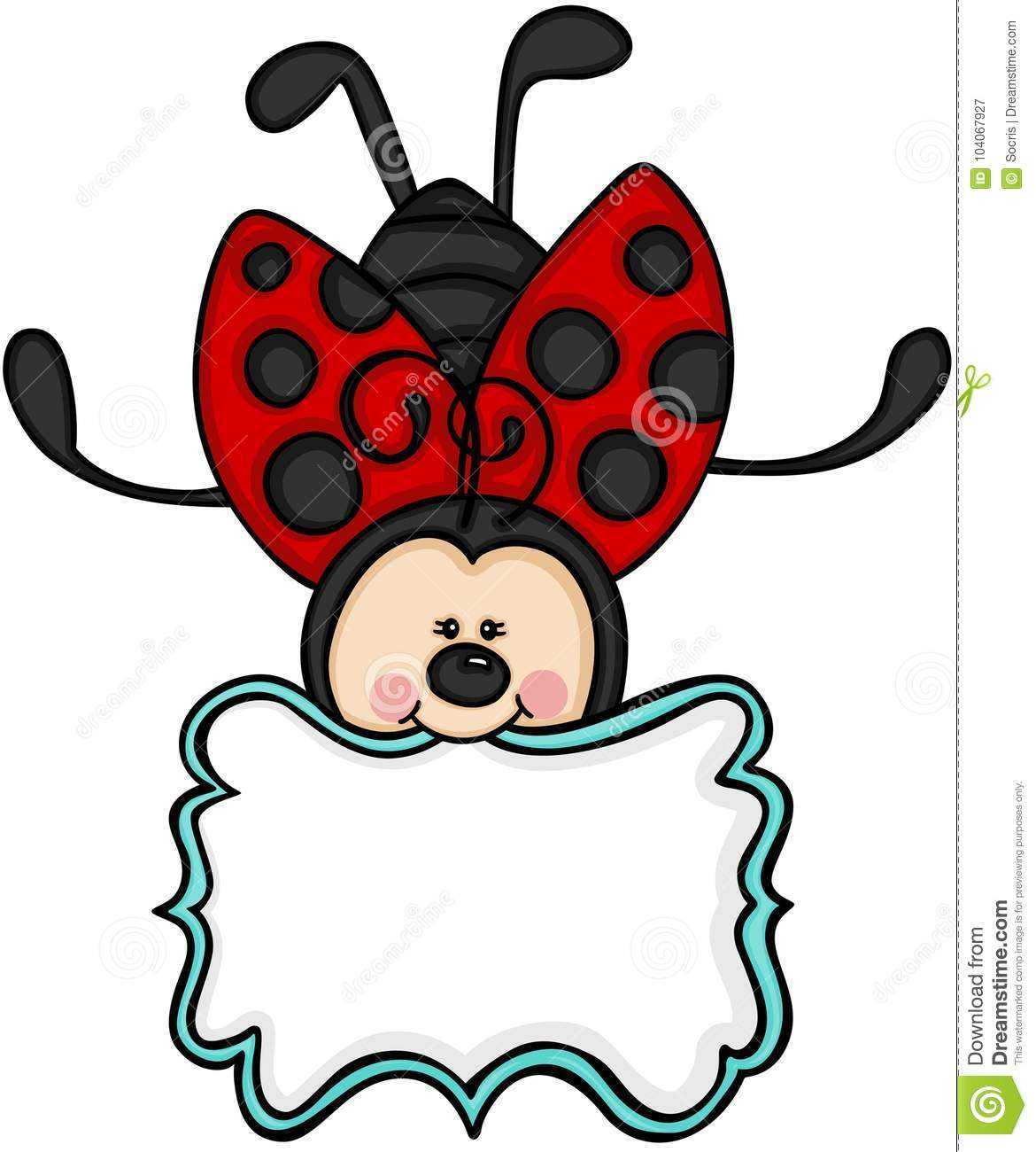 Cute Ladybug With Blank Label Sticker Stock Vector For Blank Ladybug Template