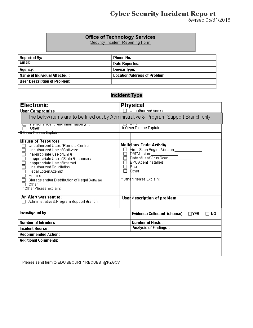 Cyber Security Incident Report Template | Templates At With Incident Report Template Microsoft