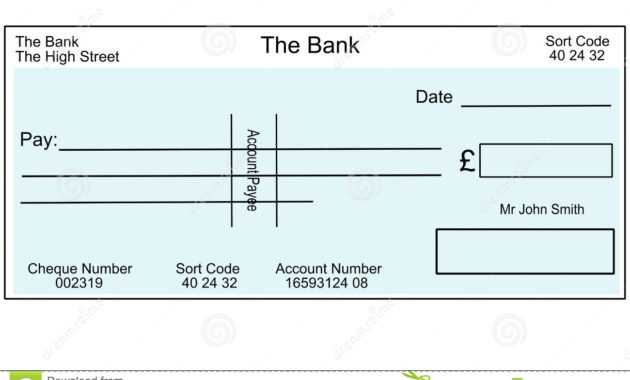 Пустой Великобританский Банковский Счет Иллюстрация Штока regarding Blank Cheque Template Uk
