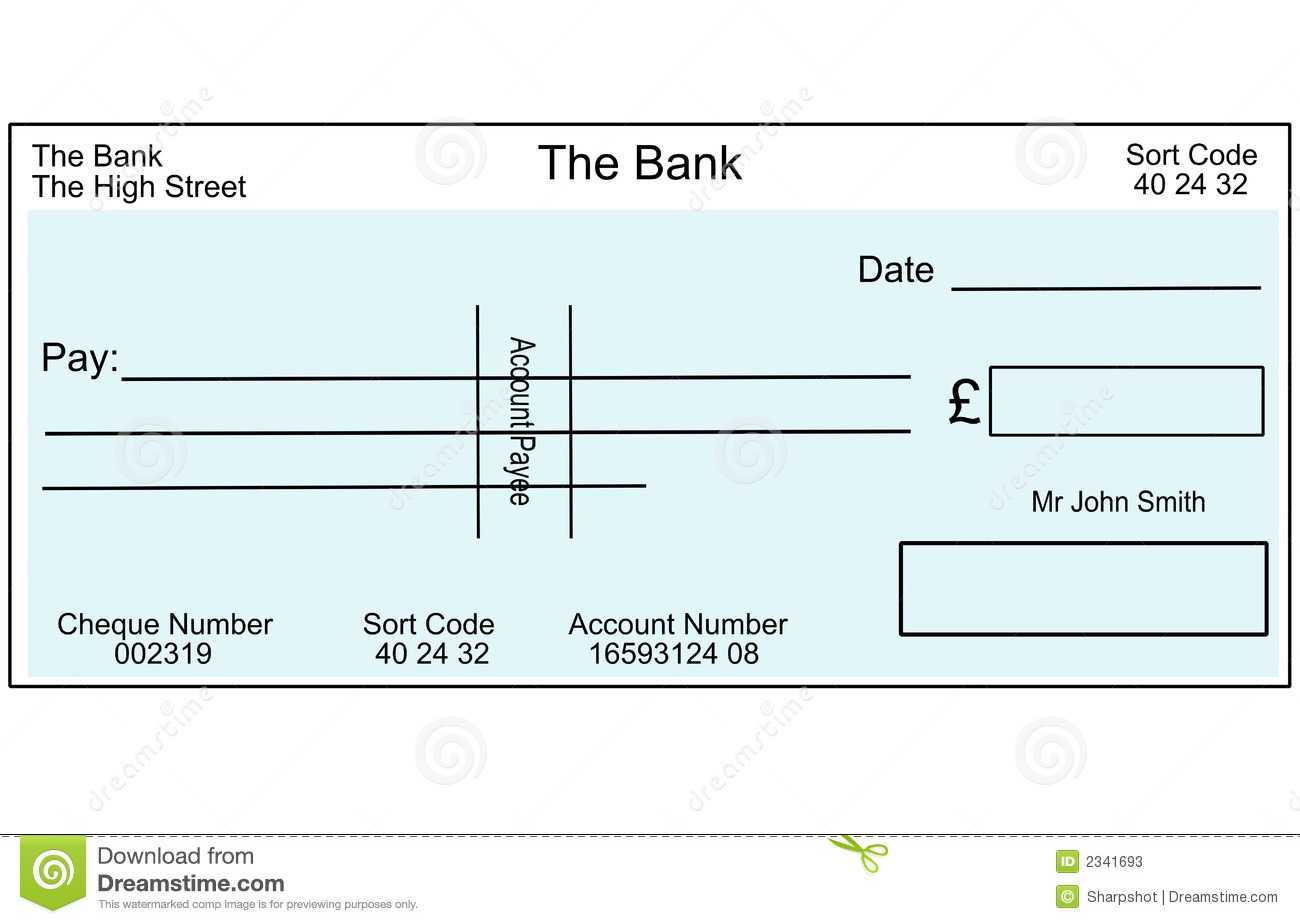 Пустой Великобританский Банковский Счет Иллюстрация Штока Regarding Blank Cheque Template Uk