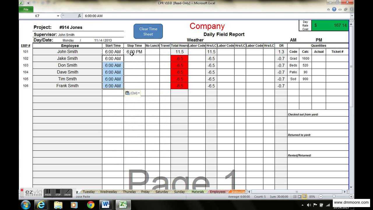 Daily Time Tracking Eadsheet Word Tracker Template Excel With Daily Status Report Template Xls