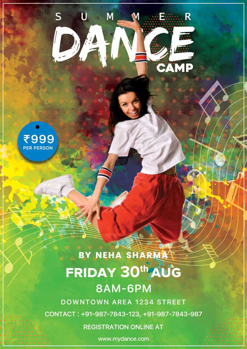 Dance Camp Flyer Free Psd Template | Psddaddy Intended For Dance Flyer Template Word