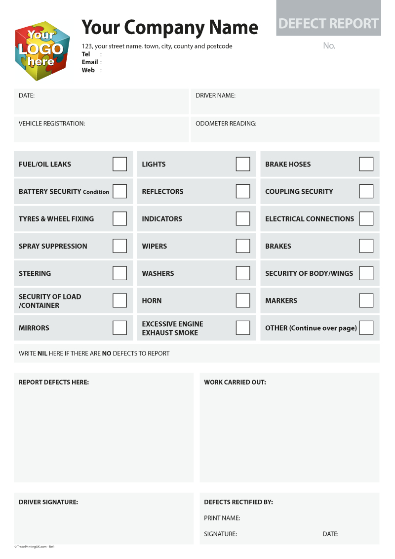 Defect Report Template For Ncr Printing From £40 Inside Ncr Report Template