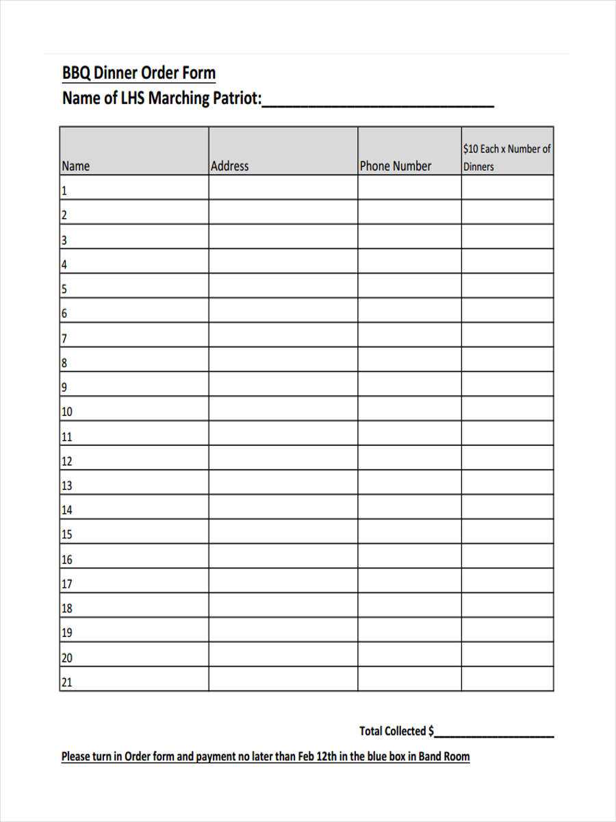 Dinner Order Form Template – Calep.midnightpig.co Intended For Blank Fundraiser Order Form Template