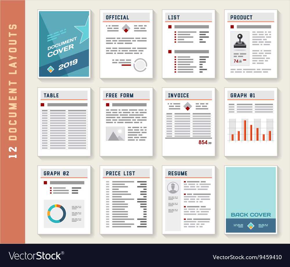 Document Report Layout Templates Set Inside Illustrator Report Templates