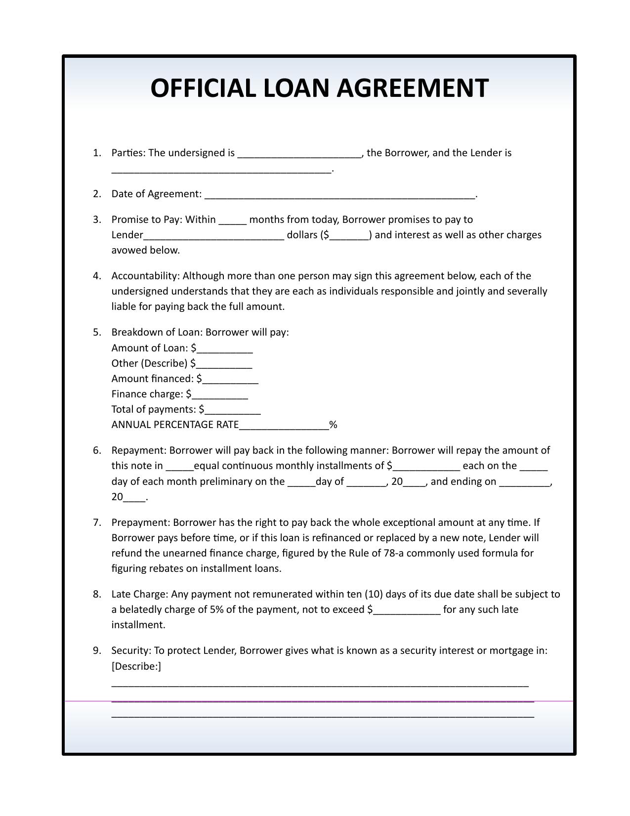 Download Simple Loan Agreement Template | Pdf | Rtf | Word Within Blank Loan Agreement Template