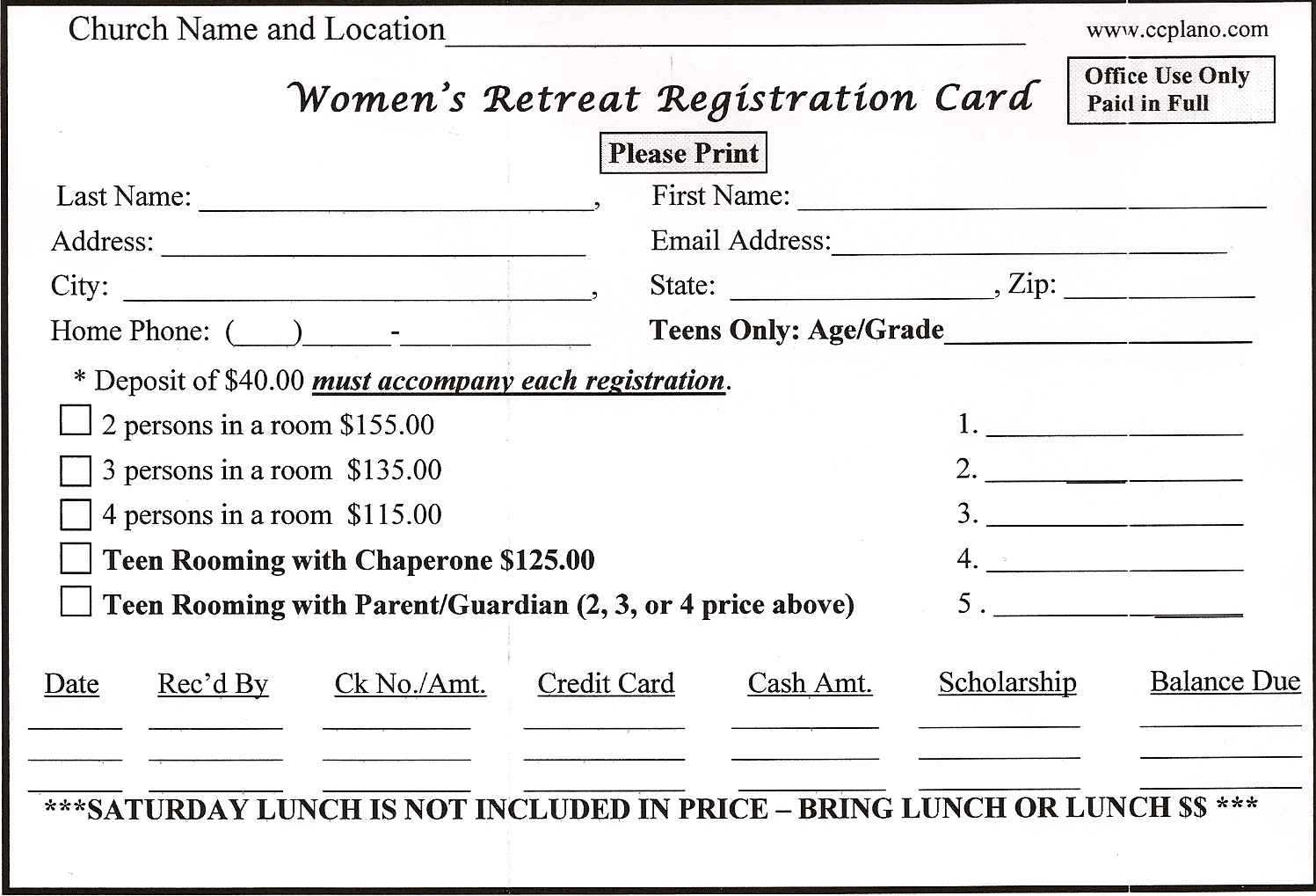 Downloadable Forms – Retreat In A Bag Pertaining To Seminar Registration Form Template Word