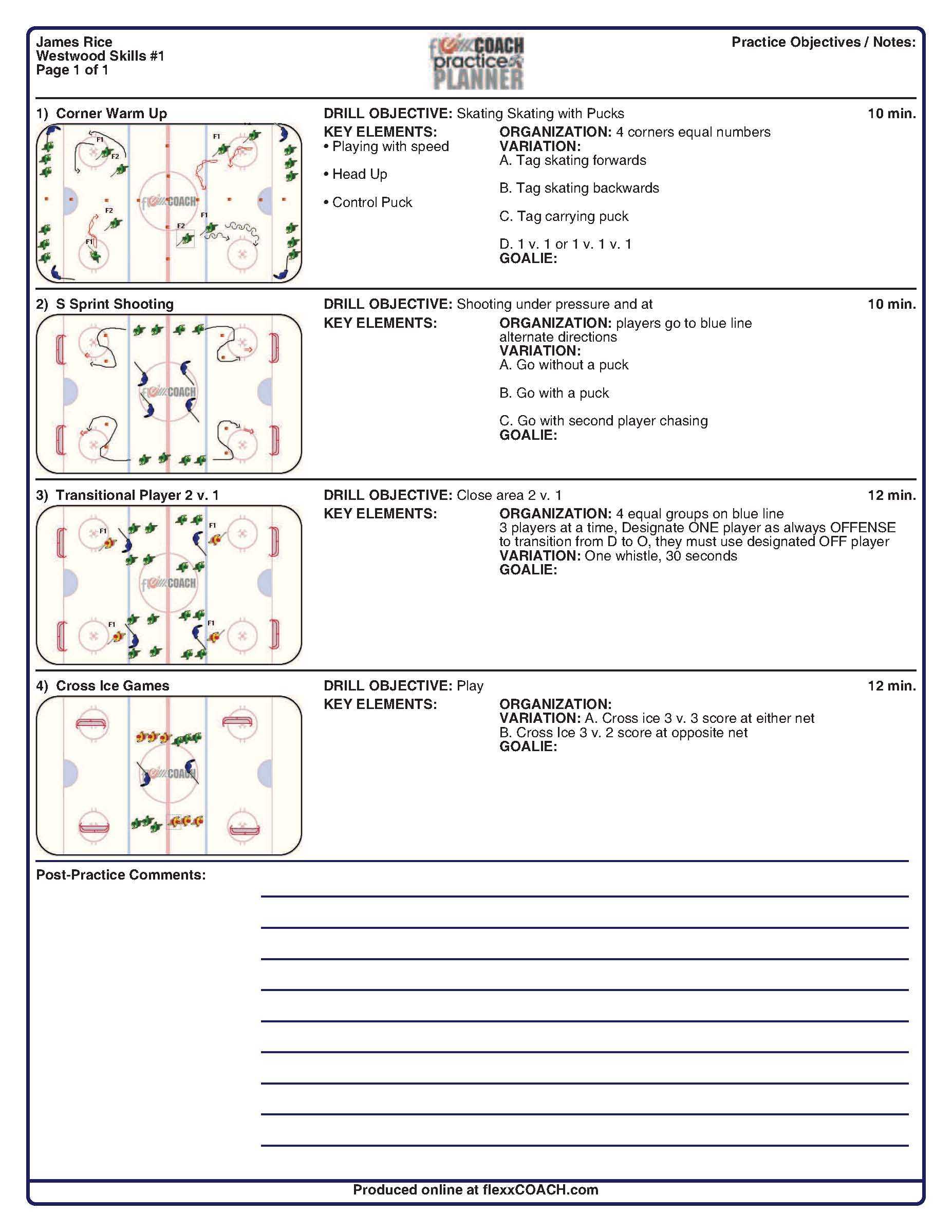 Drill Exchange | Westwood Youth Hockey Pertaining To Blank Hockey Practice Plan Template