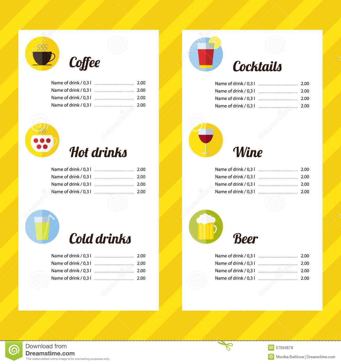 Drinks Menu Templates Free – Calep.midnightpig.co Within Cocktail Menu Template Word Free