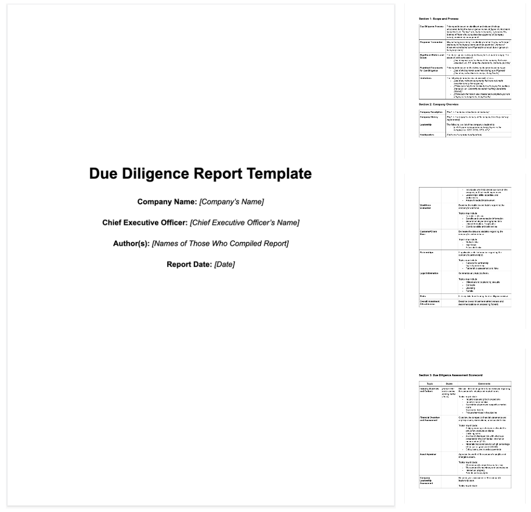 Due Diligence Report Sample - Calep.midnightpig.co In Vendor Due Diligence Report Template