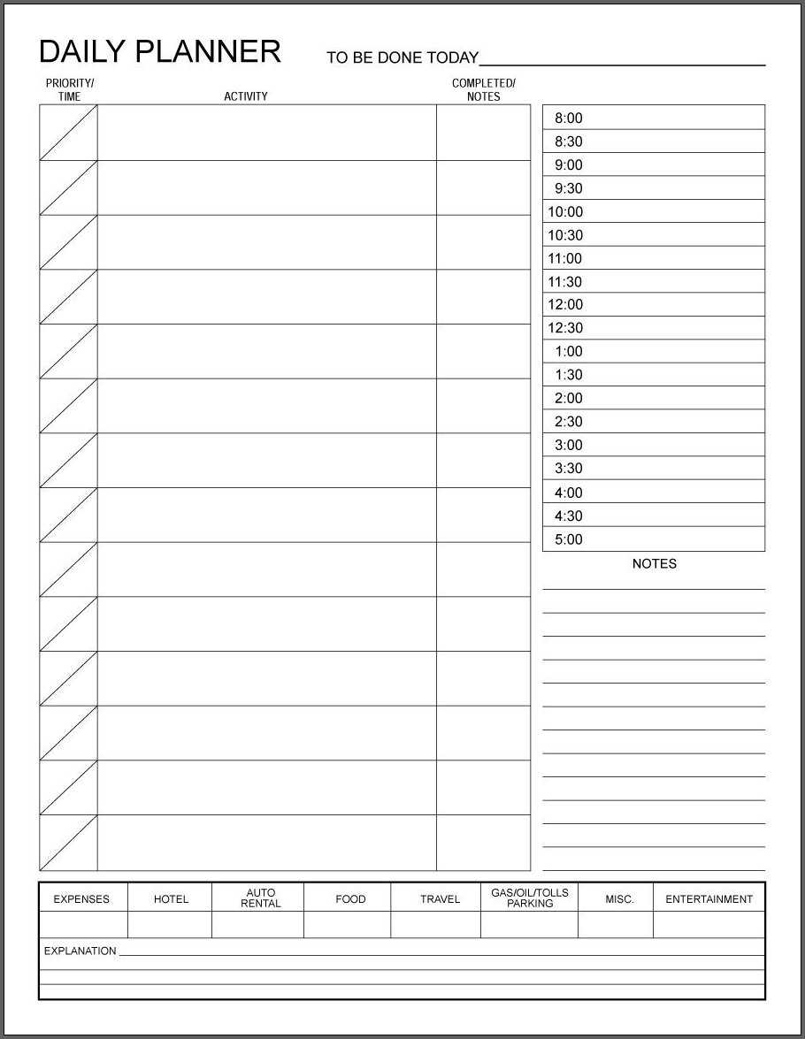 √ Free Printable Daily Planner Template | Templateral Regarding Printable Blank Daily Schedule Template