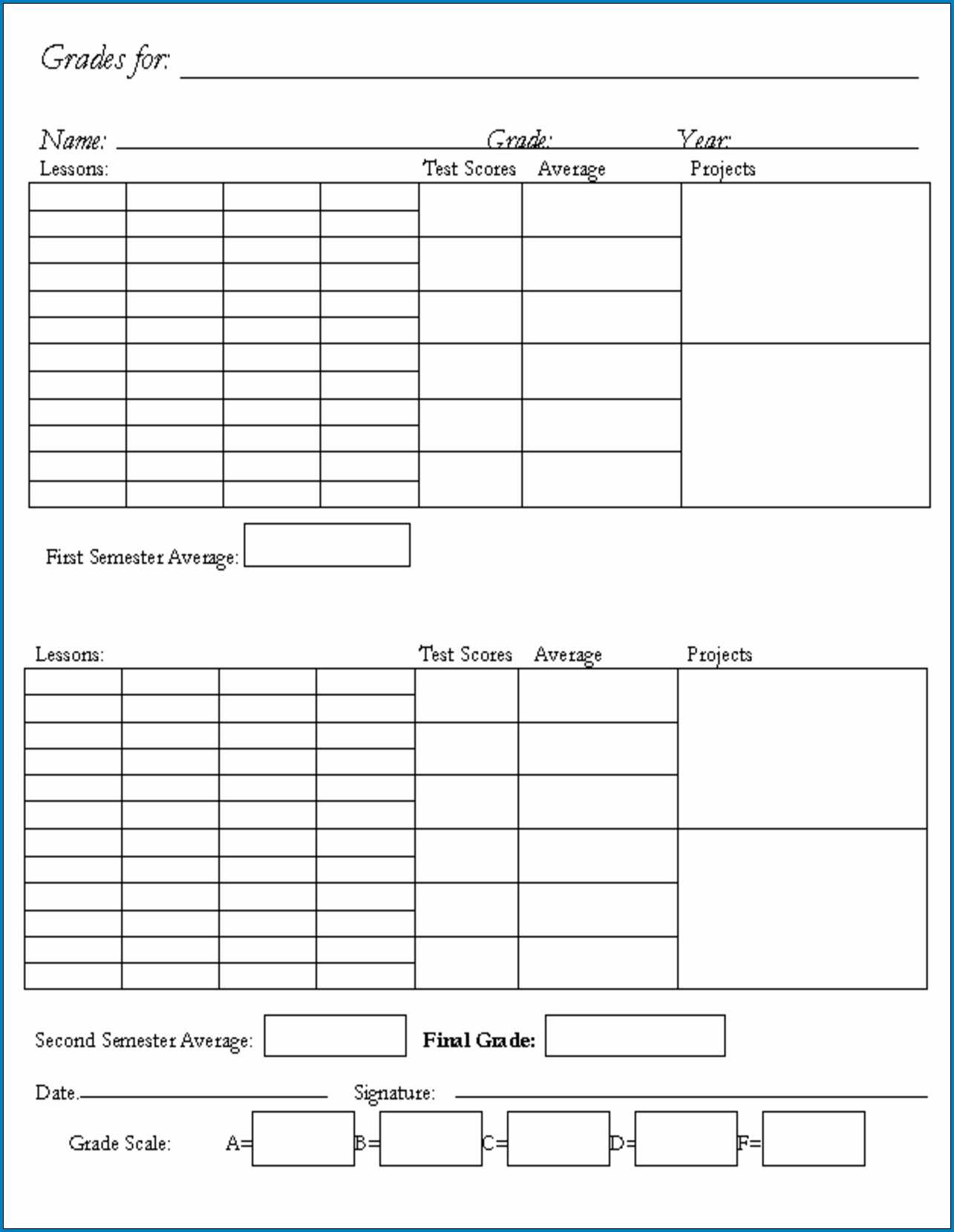 √ Free Printable Homeschool Report Card Template | Templateral With Homeschool Report Card Template Middle School