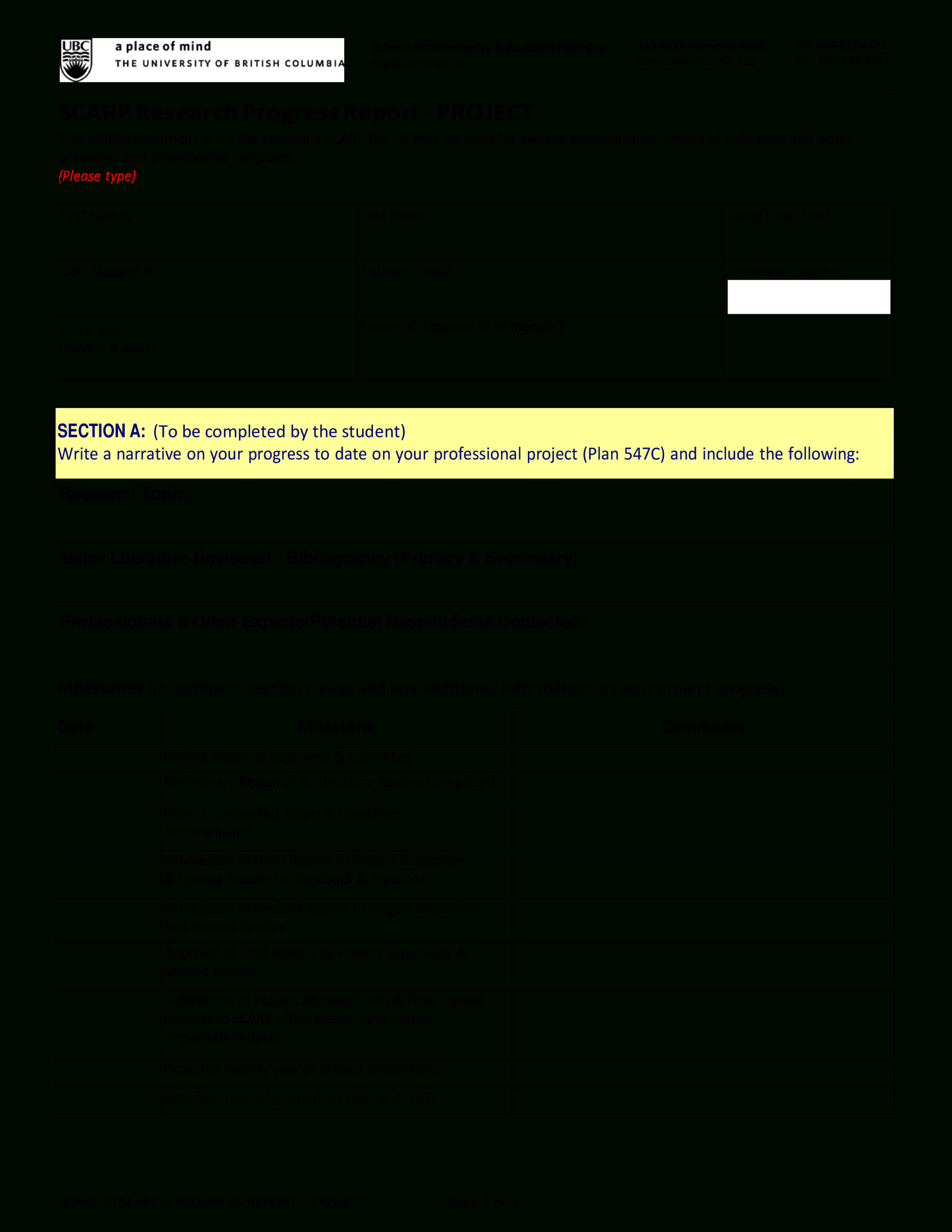 免费Progress Report Research | 样本文件在 For Job Progress Report Template