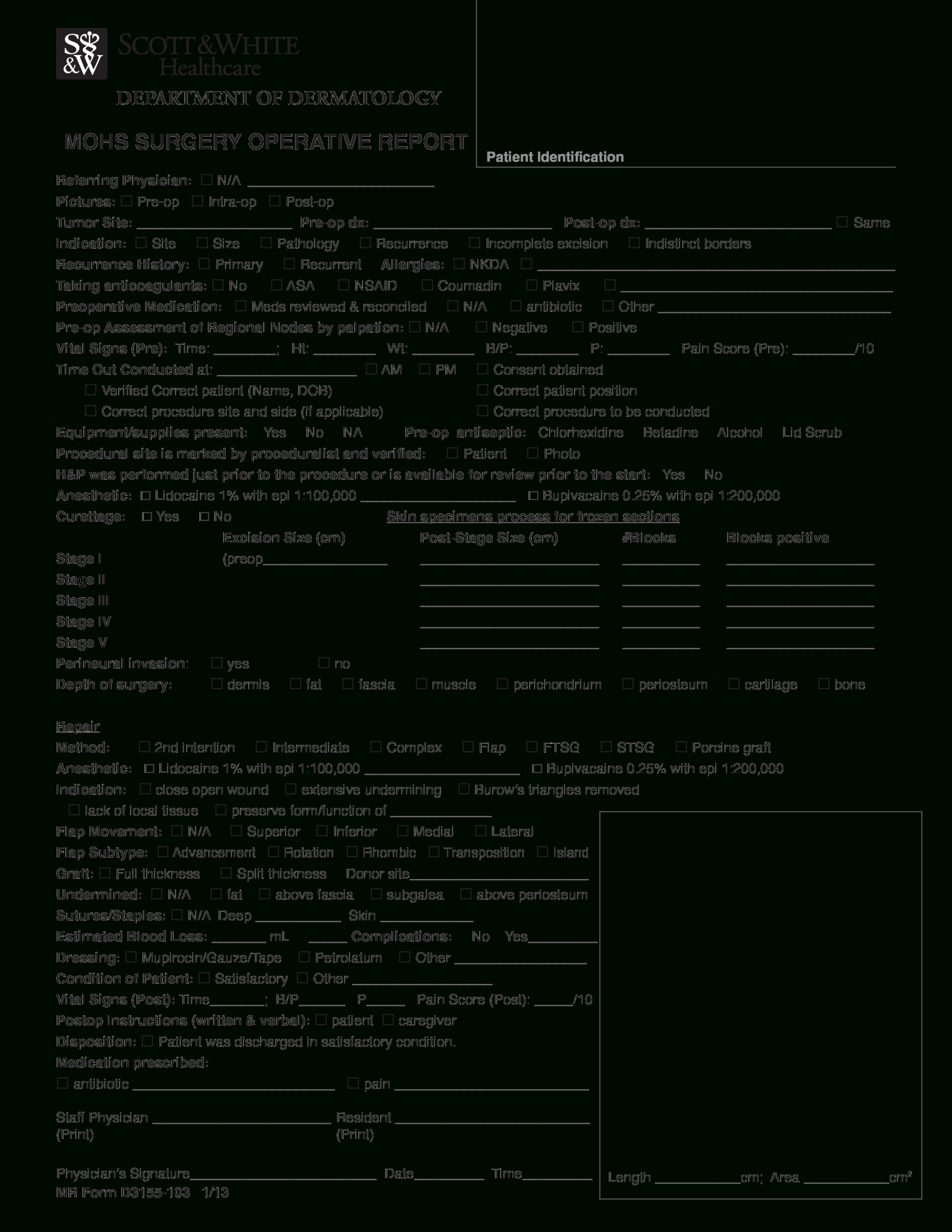 免费Surgery Operative Report | 样本文件在 Inside Operative Report Template