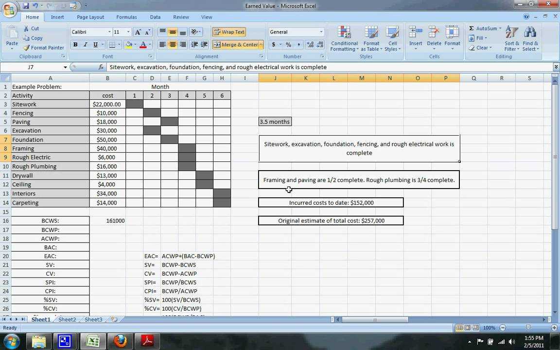 Earned Value Example 1 Regarding Earned Value Report Template