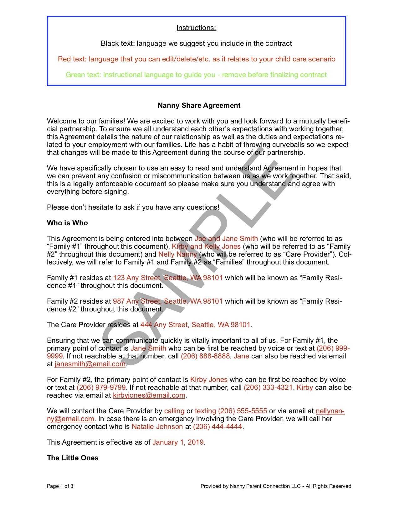 Easy To Understand" Nanny Share Contract | Nanny Parent With Regard To Nanny Contract Template Word